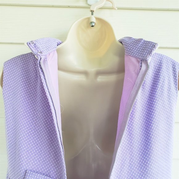 Vintage 60s/70s Union Made Purple with white polka dots maxi dress - Picture 9 of 11